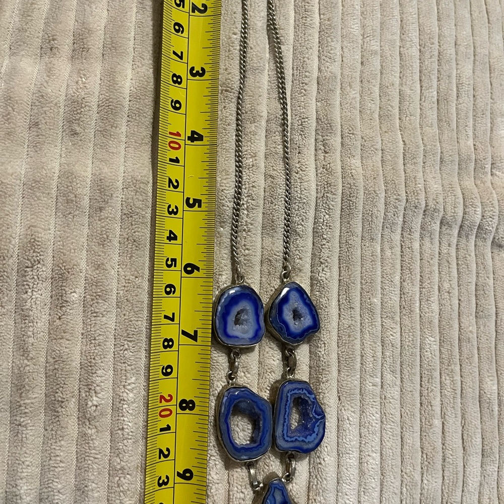 Blue Geode Slice Statement Necklace - image 7